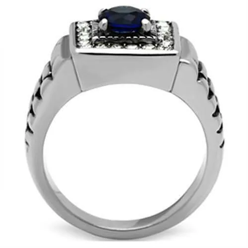 Jewellery Kingdom Sapphire Simulated Diamonds Pinky Mens Signet Ring (Blue)