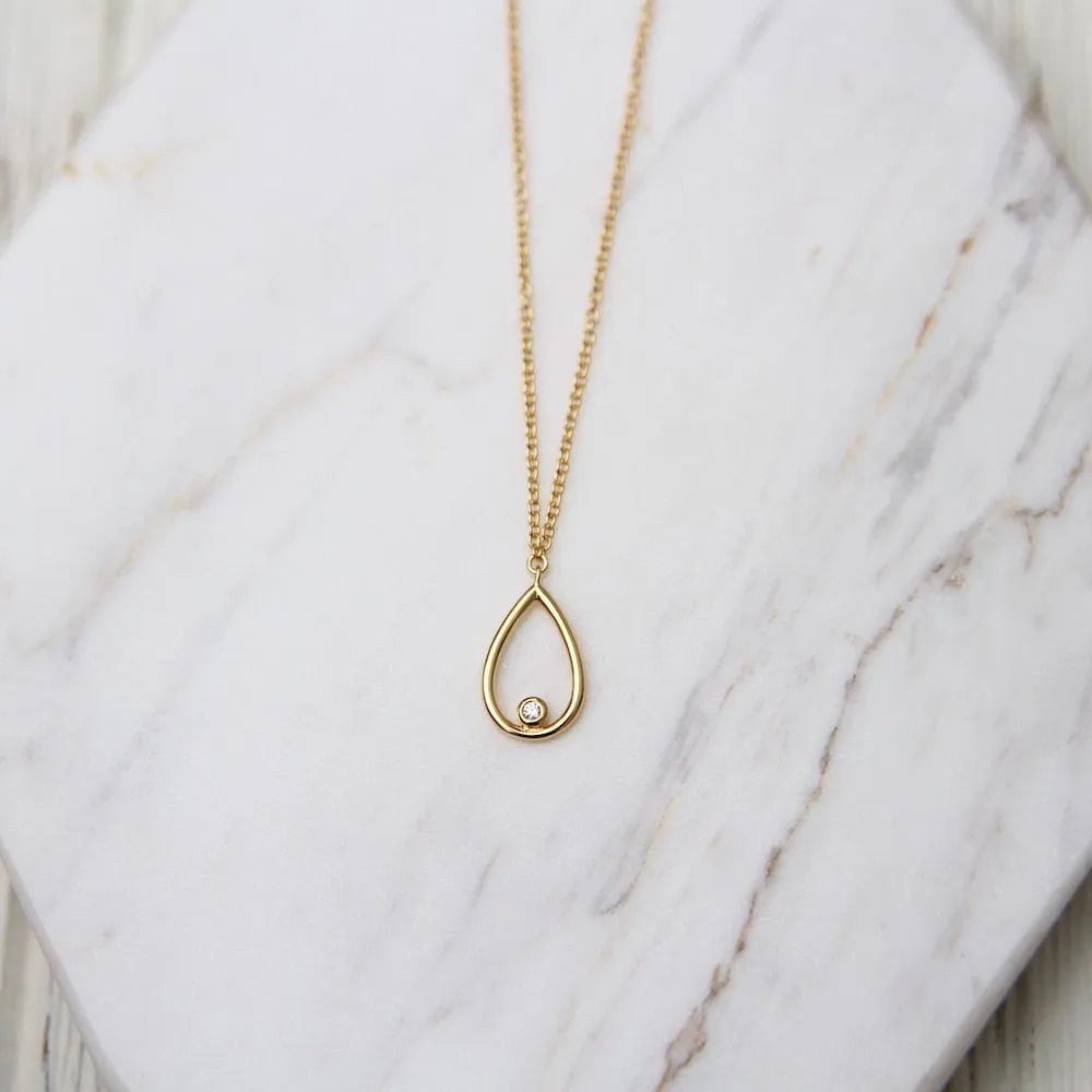 Little Teardrop with Bezel Set CZ - Gold Vermeil