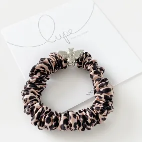 Lupe London Silk Scrunchie - Bee Leopard Silver