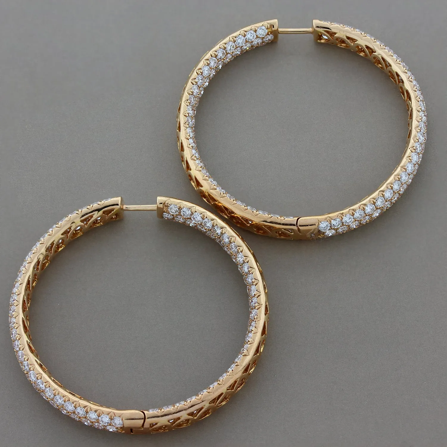 Magnificent Pave Diamond Gold Hoop Inside-Out Earrings