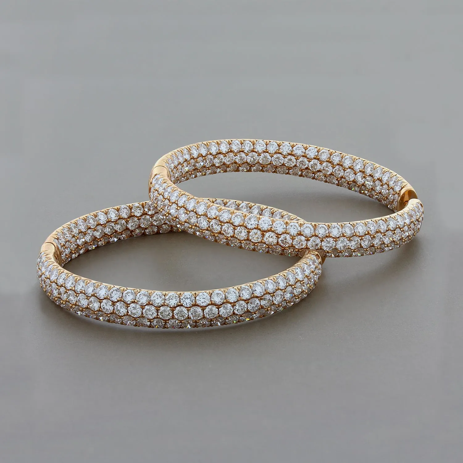 Magnificent Pave Diamond Gold Hoop Inside-Out Earrings