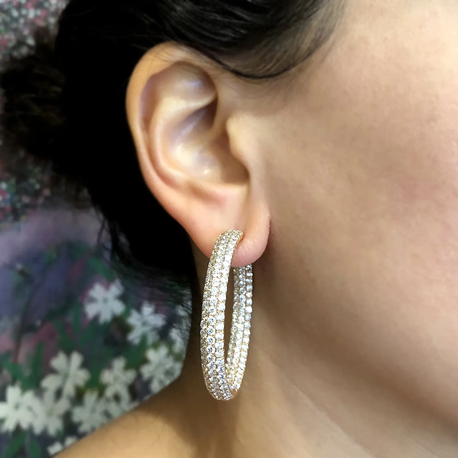 Magnificent Pave Diamond Gold Hoop Inside-Out Earrings