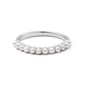 Mini Pearl Band Ring Sterling Silver