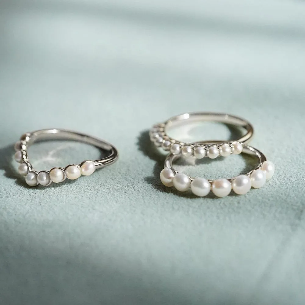 Mini Pearl Band Ring Sterling Silver