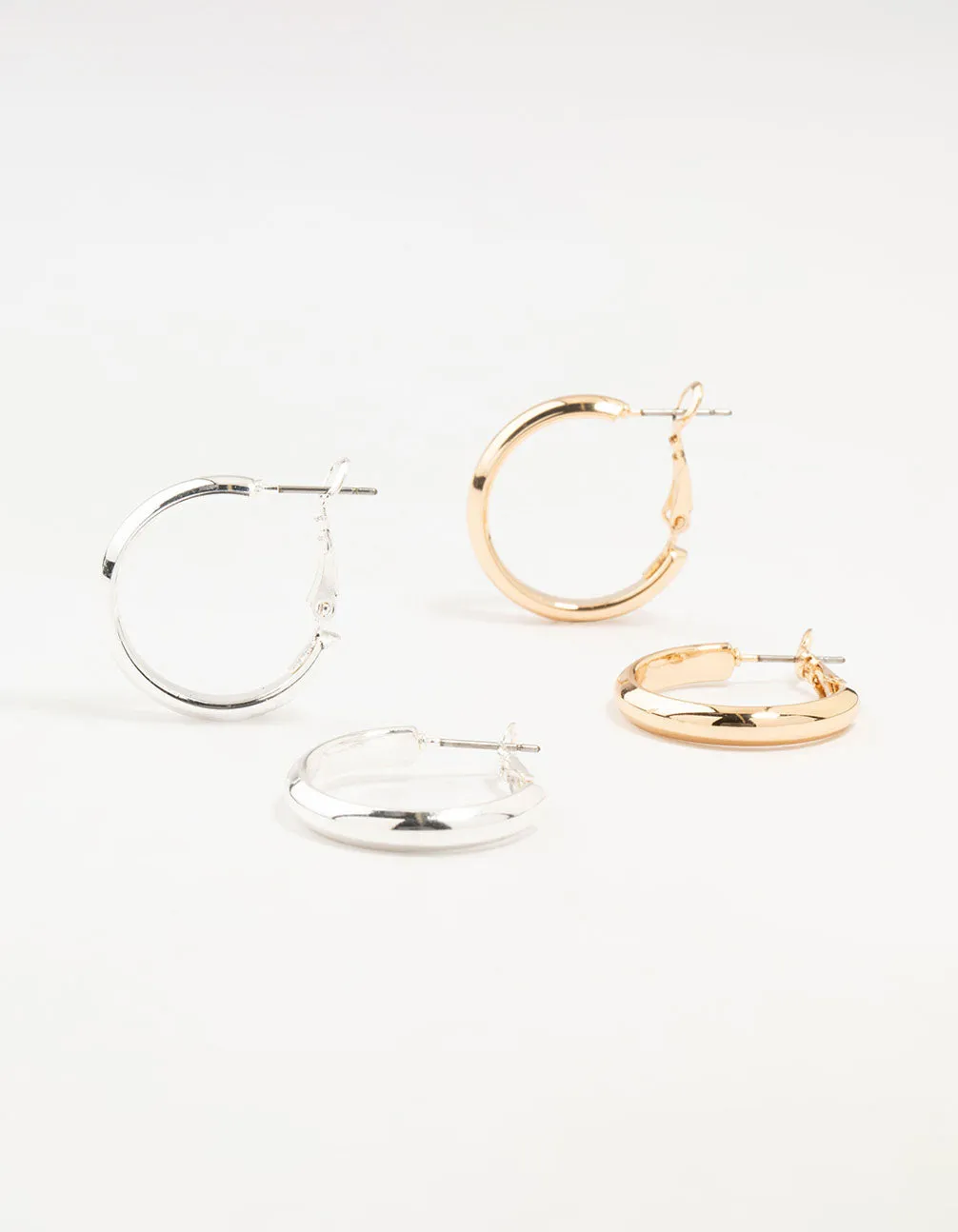 Mixed Metals Medium Clean Hoop Earrings 2-Pack