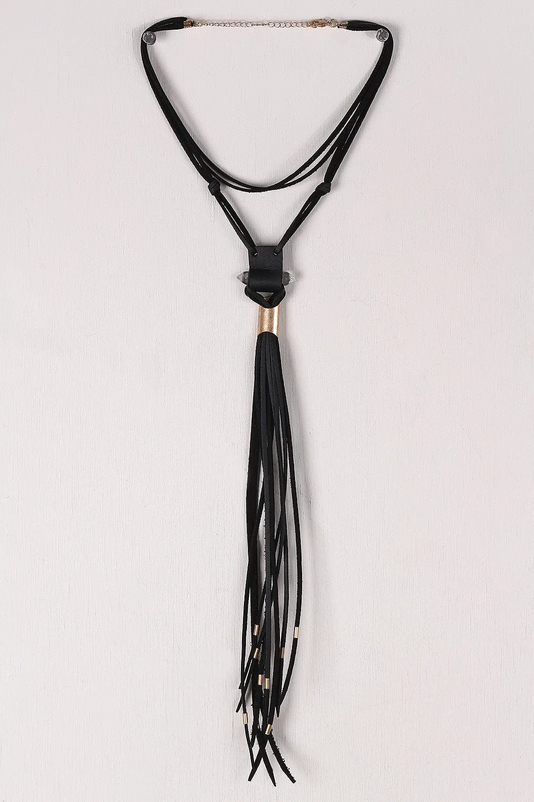 Mystic Vegan Leather Crystal Bolo Tie Choker