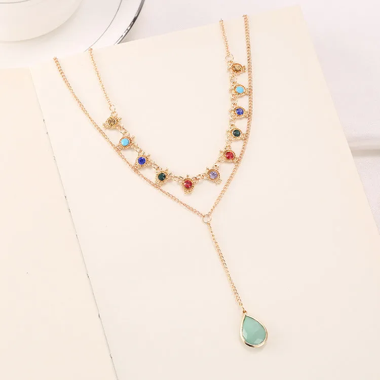 N2346 - Bohemian beaded metal necklace