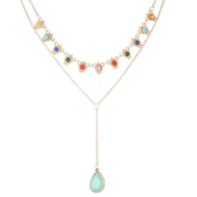 N2346 - Bohemian beaded metal necklace