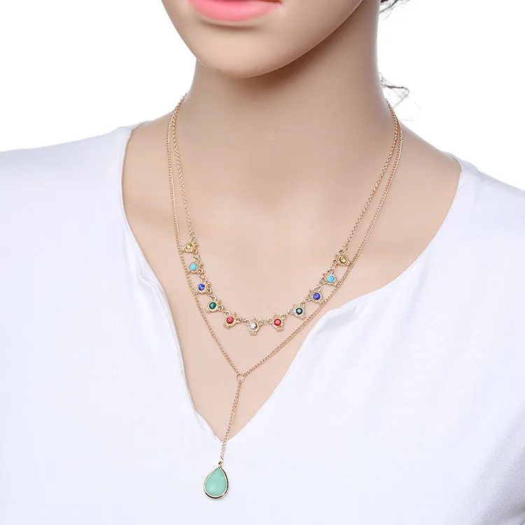 N2346 - Bohemian beaded metal necklace