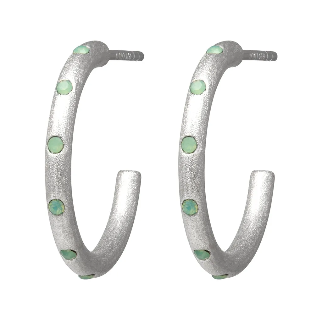 OMG Hoops Medium pair silver plated - Light Green