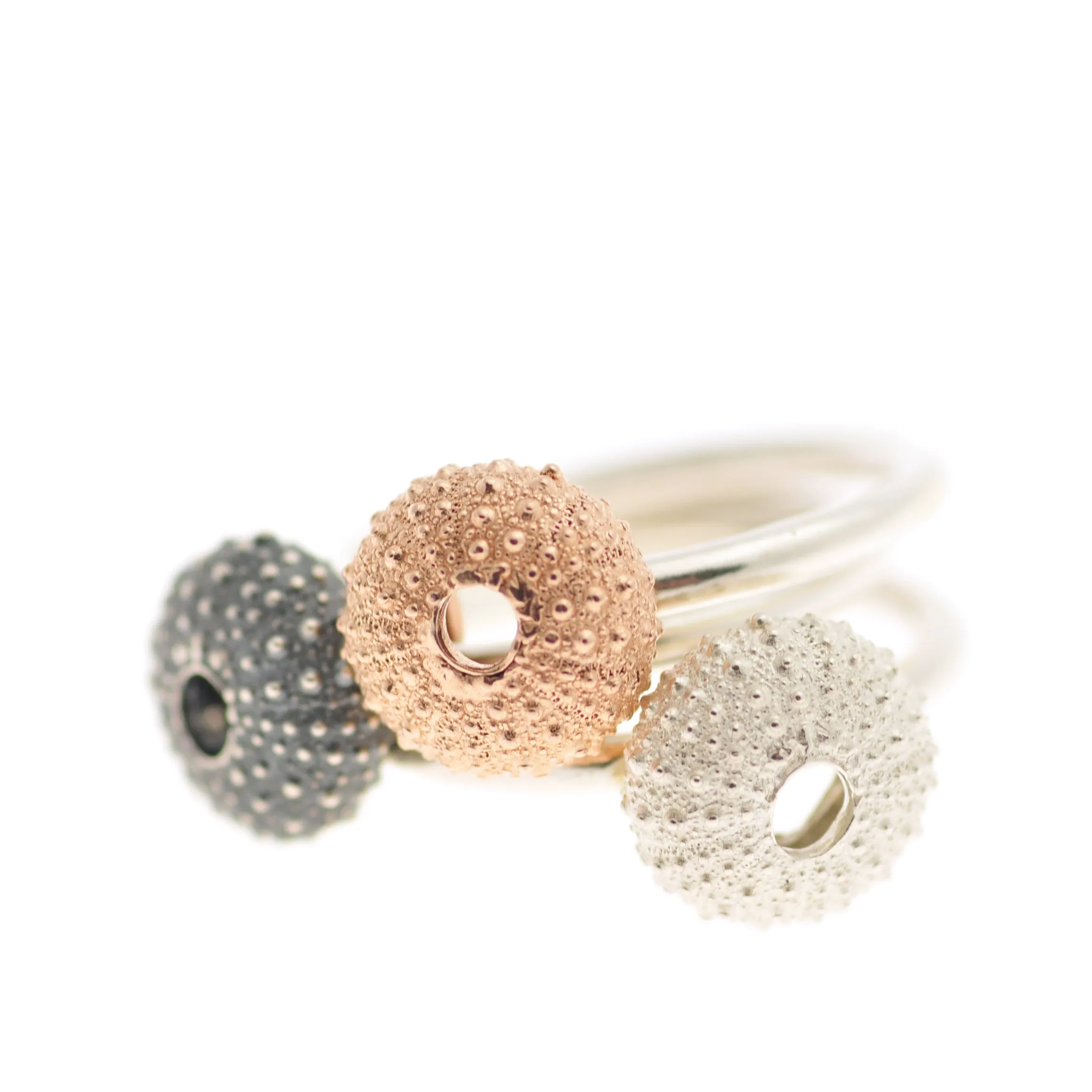 Oxidised Silver Urchin Ring