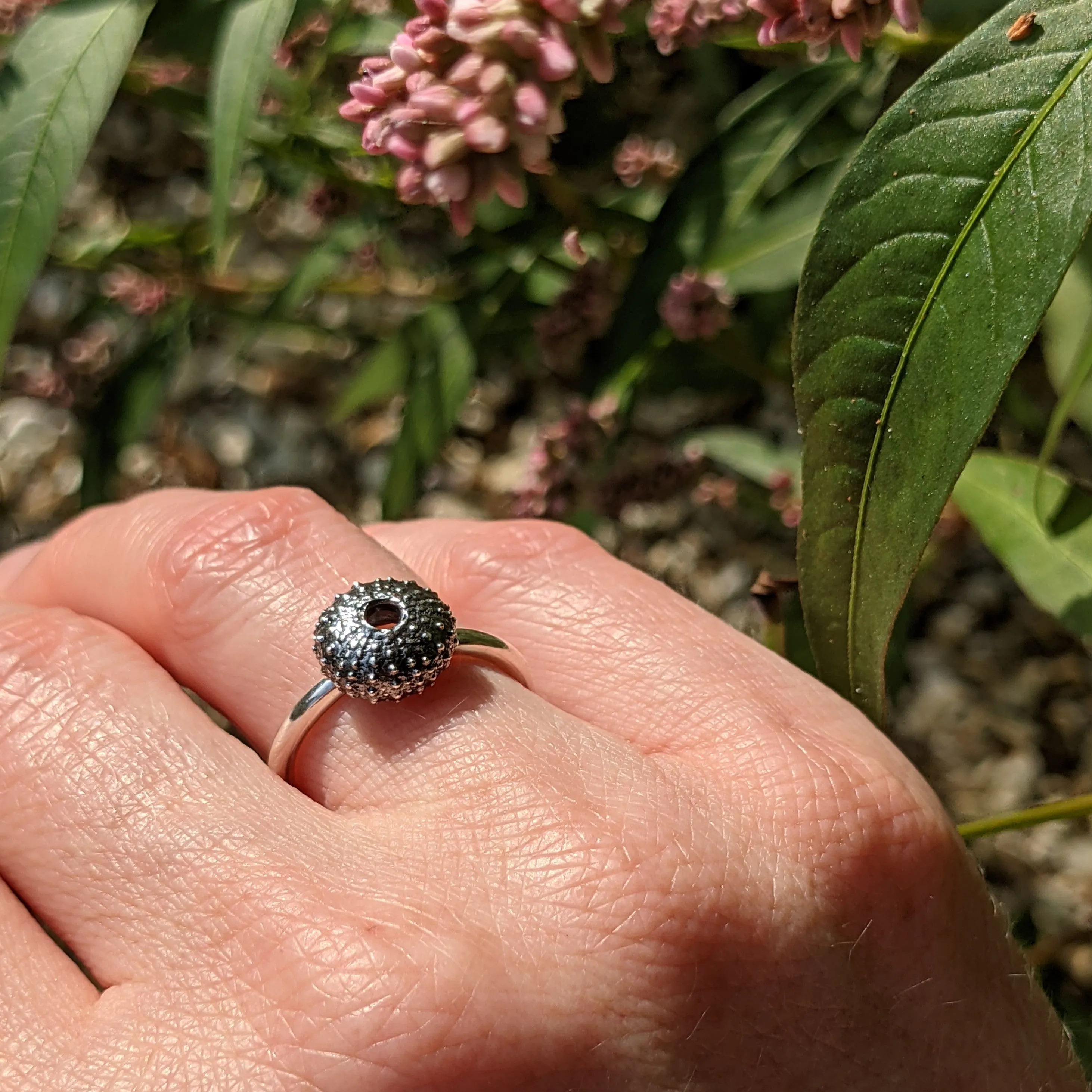 Oxidised Silver Urchin Ring