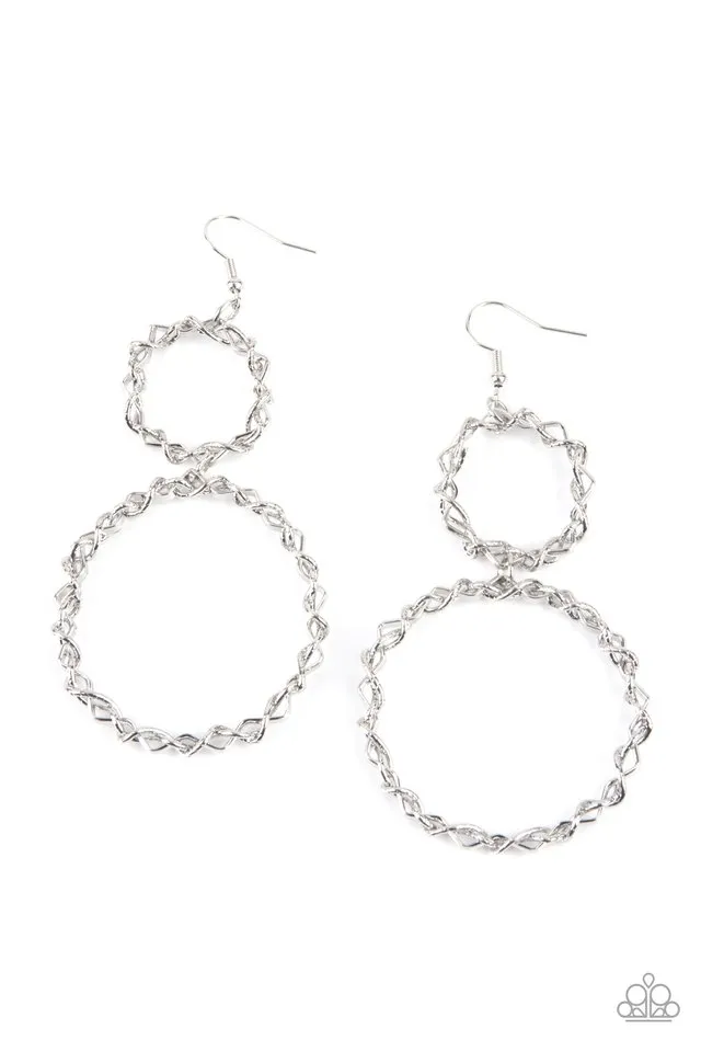 Paparazzi Earring ~ Twist of FABULOUS - Silver