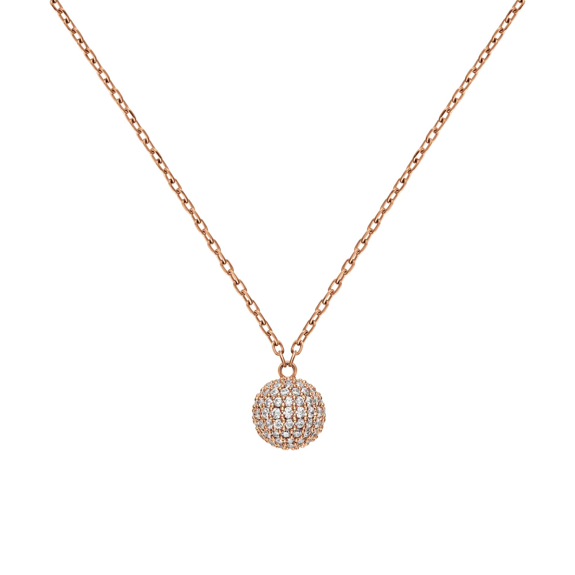 Pavé Crystal Pendant Necklace Rose Gold