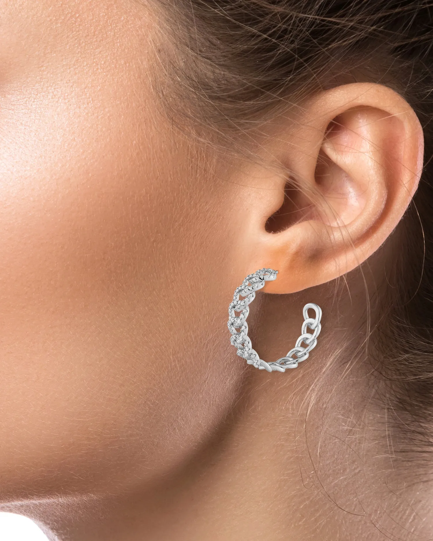 Pave Chain Hoop Earrings