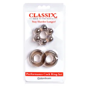 Pipedream Classix 3-Piece Performance Cock Ring Set Smoke