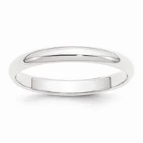 Platinum 3mm Half-Round Wedding Band Ring