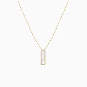 Rectangle Mother of Pearl with CZ Necklace