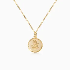 Rose Gemini Zodiac Coin Necklace