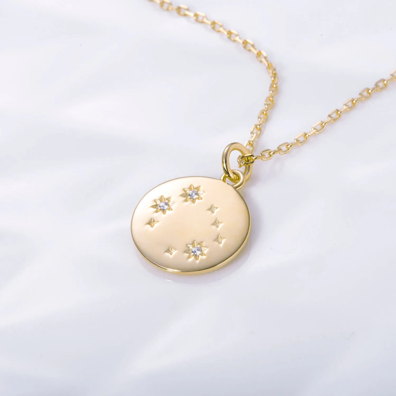 Rose Gemini Zodiac Coin Necklace