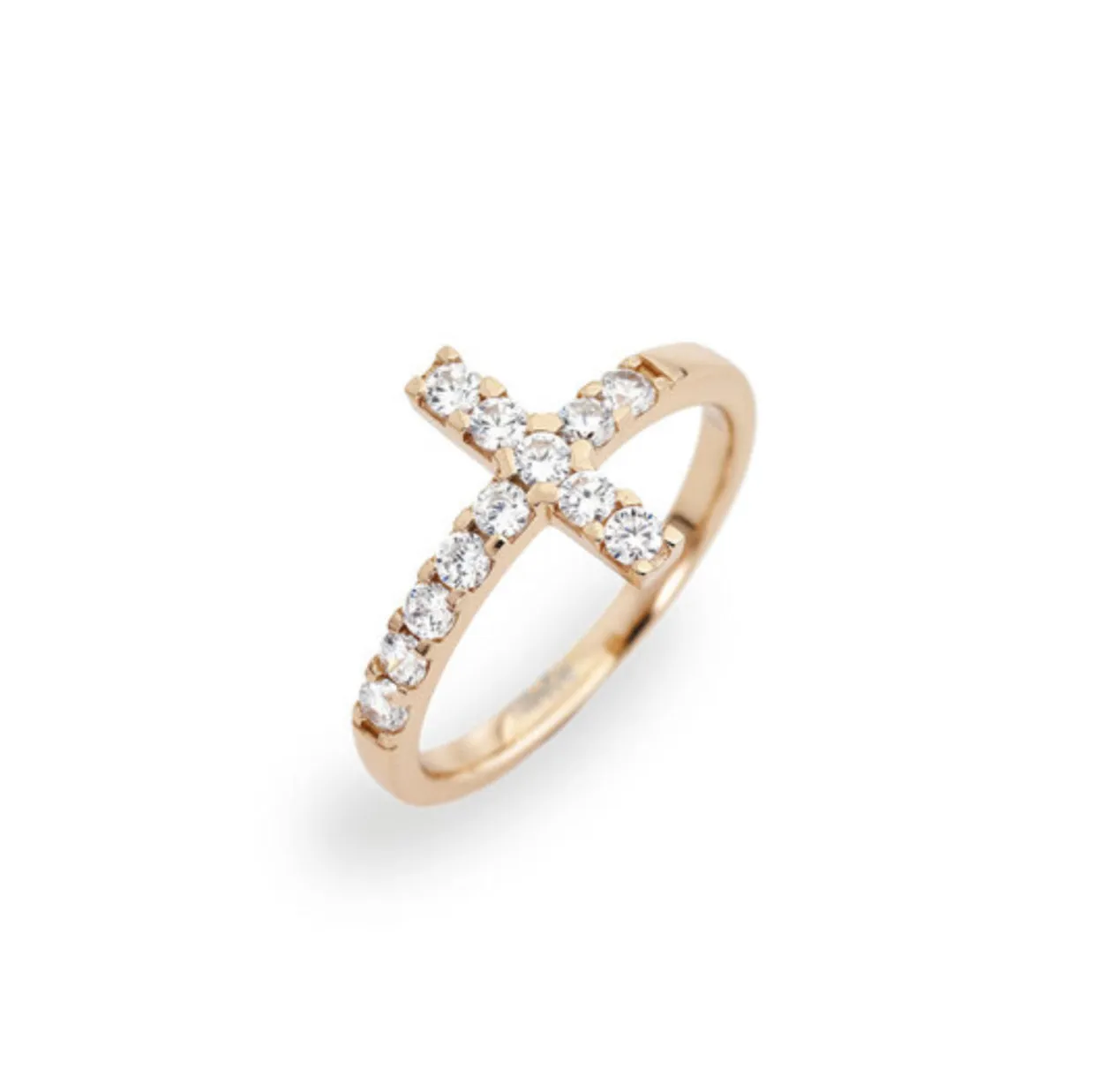 Rose Gold Sparkling Cross Ring