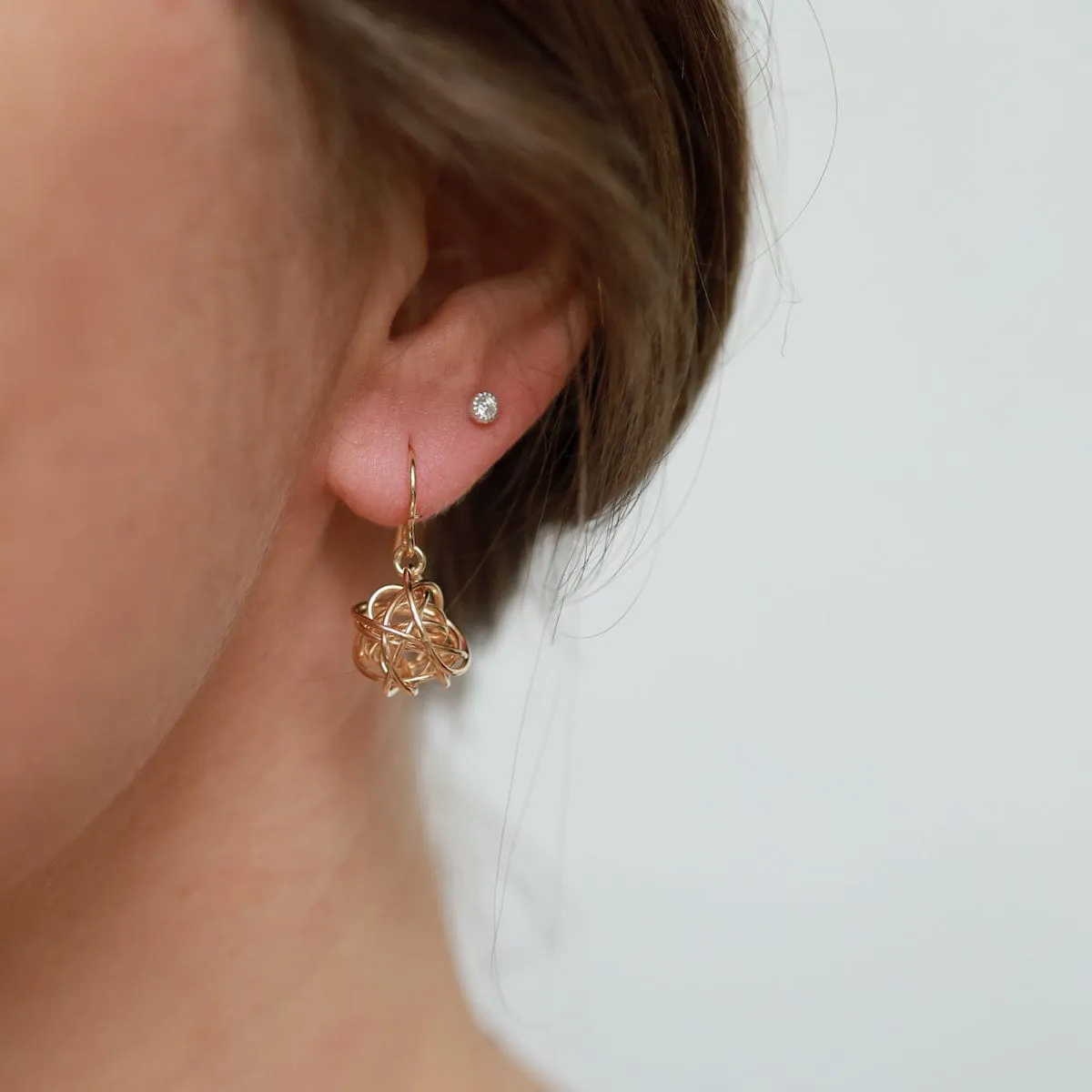 Scribble Wire Ball Drop Earring - Gold Filled