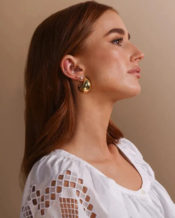 She's So Smooth Mama Teardrop Hoop Earrings - Gold