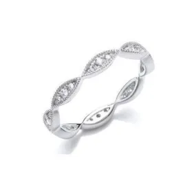 Silver and cubic zirconia lucky eye ring