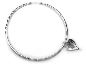 Silver Bangle - Organic Heart