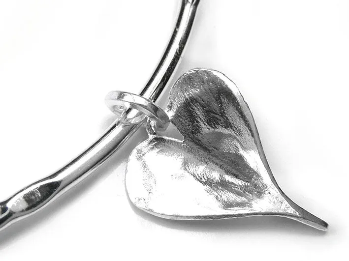 Silver Bangle - Organic Heart