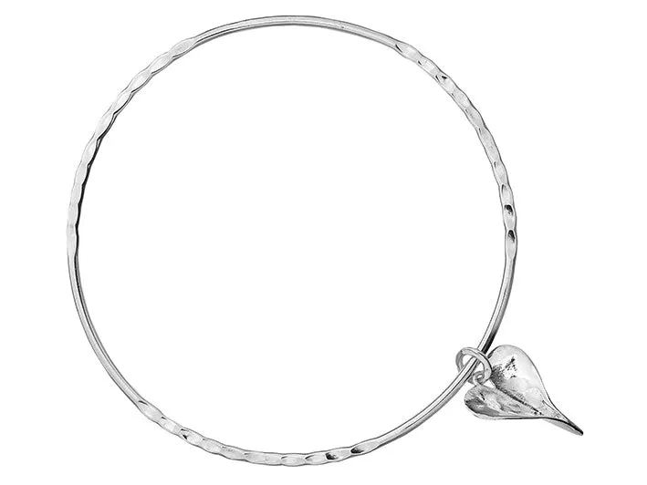 Silver Bangle - Organic Heart