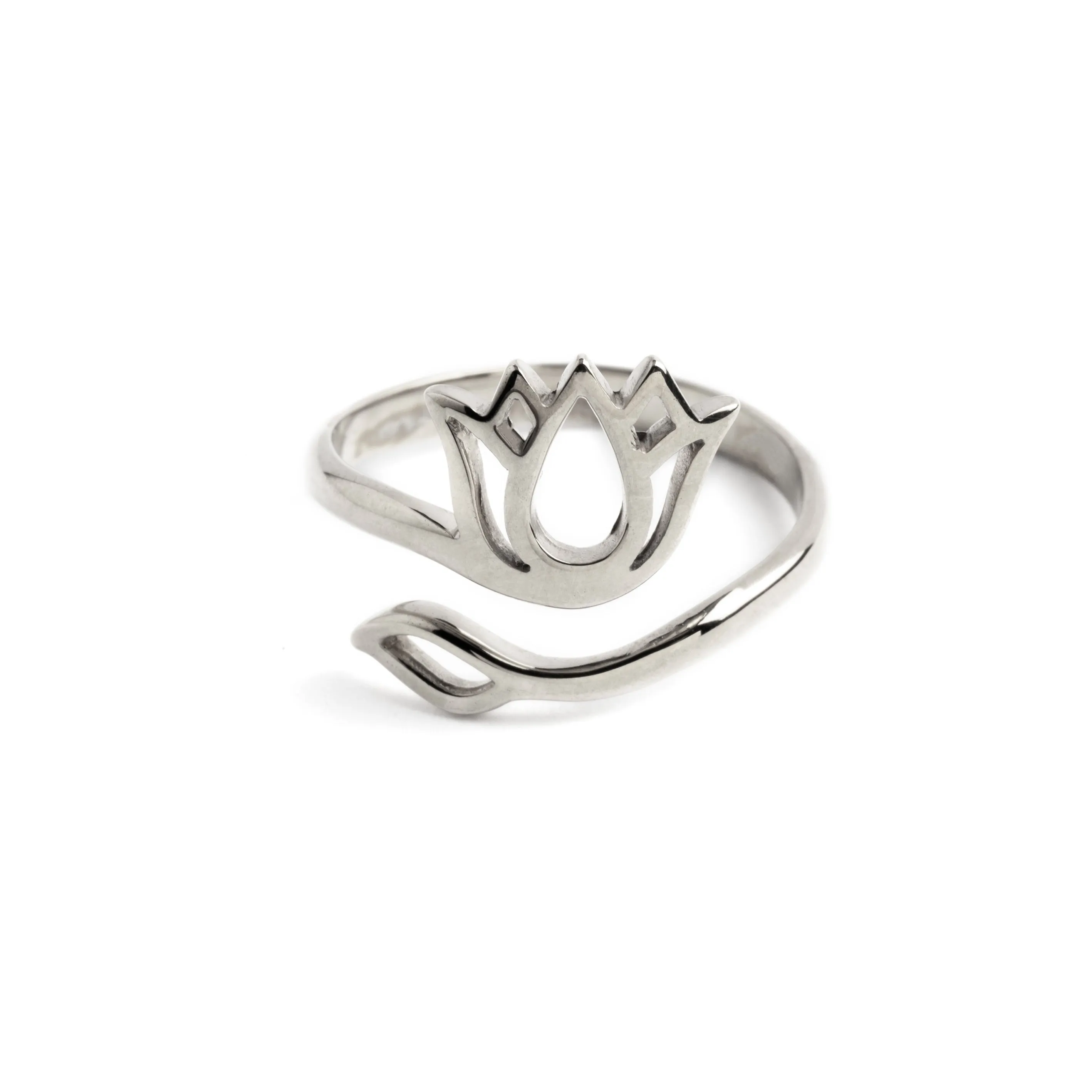 Silver Lotus and Leaf Ring