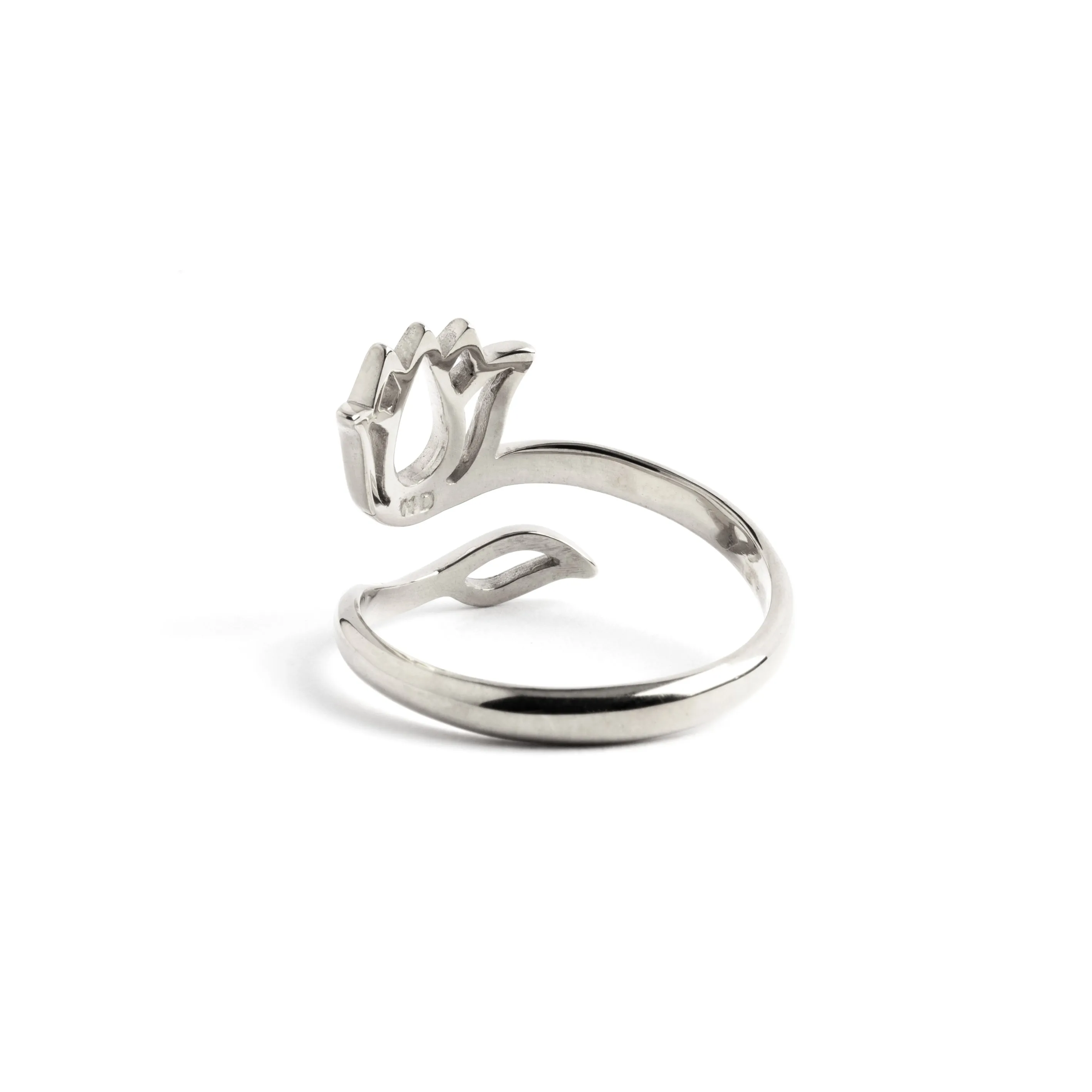 Silver Lotus and Leaf Ring