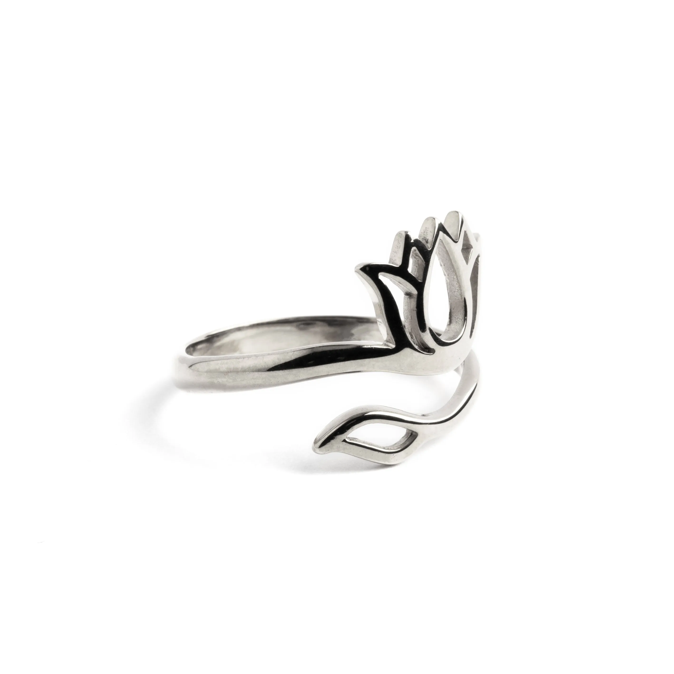 Silver Lotus and Leaf Ring