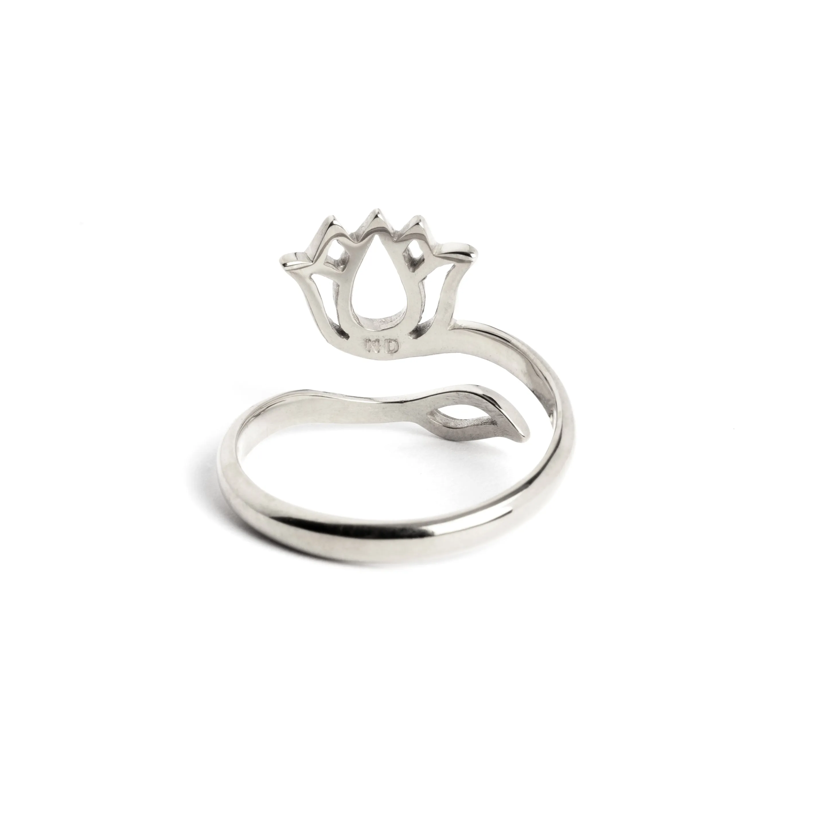 Silver Lotus and Leaf Ring