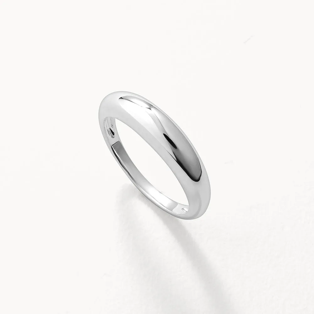 Slim Curve Dome Ring in Silver