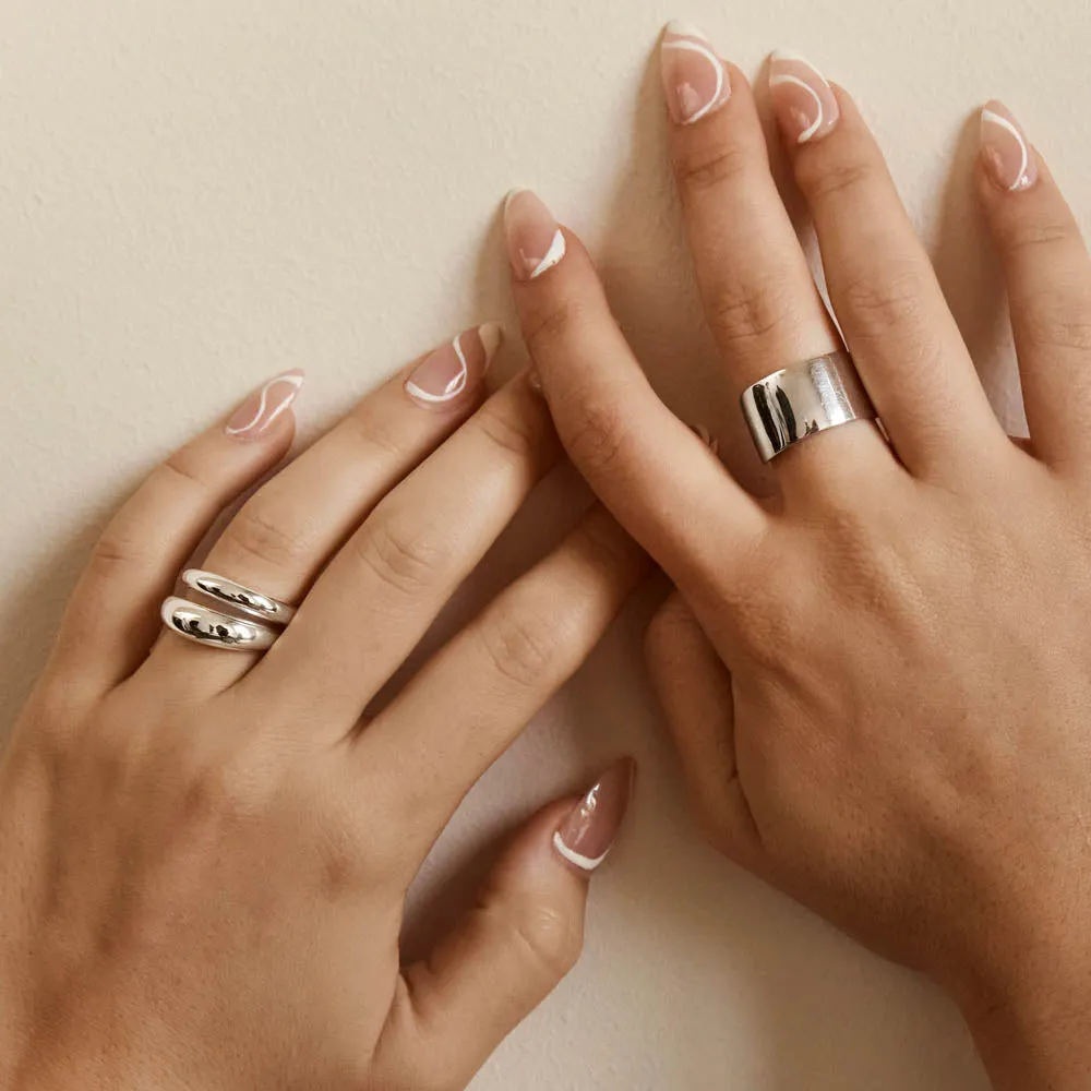 Slim Curve Dome Ring in Silver