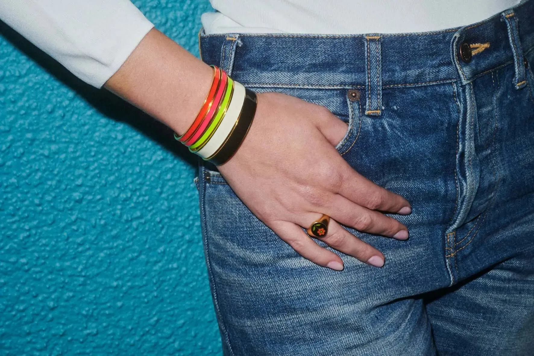 Slim Neon Orange Enamel Cuff