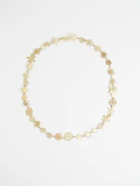 Small Flowery Chain Necklace in 18k Yellow Gold