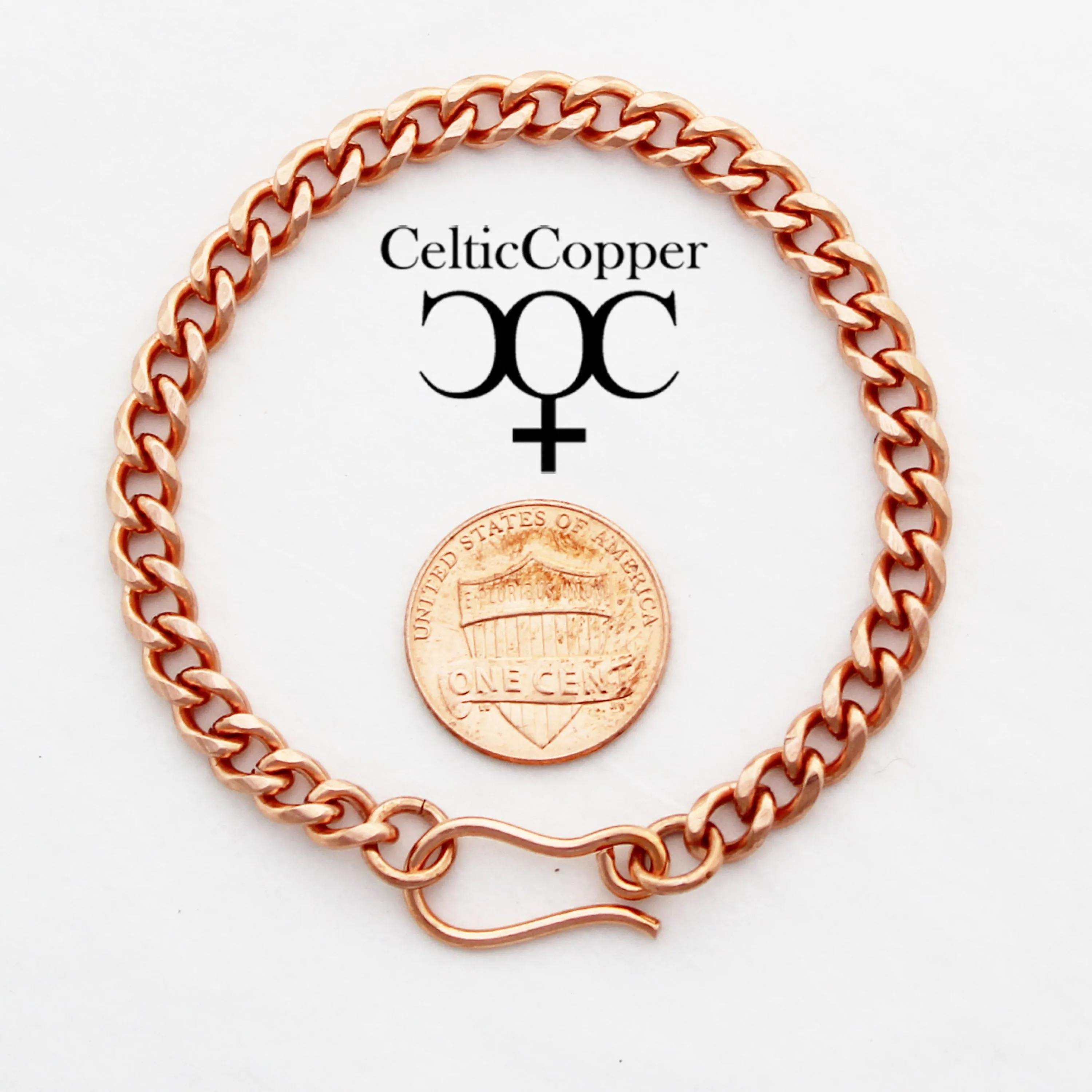 Solid Copper Curb Chain Bracelet BC72 Medium 5mm Cuban Curb Copper Bracelet Chain for Men and Women