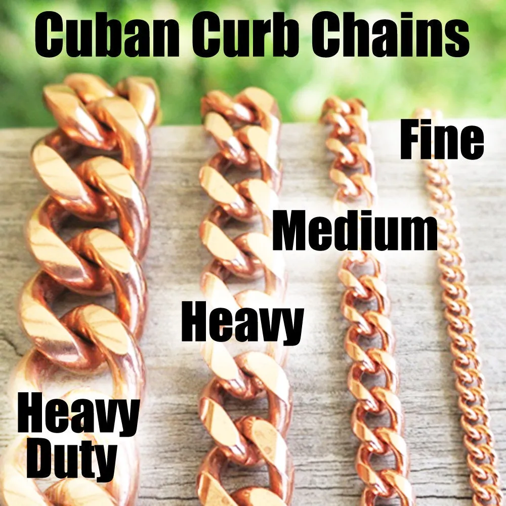 Solid Copper Curb Chain Bracelet BC72 Medium 5mm Cuban Curb Copper Bracelet Chain for Men and Women