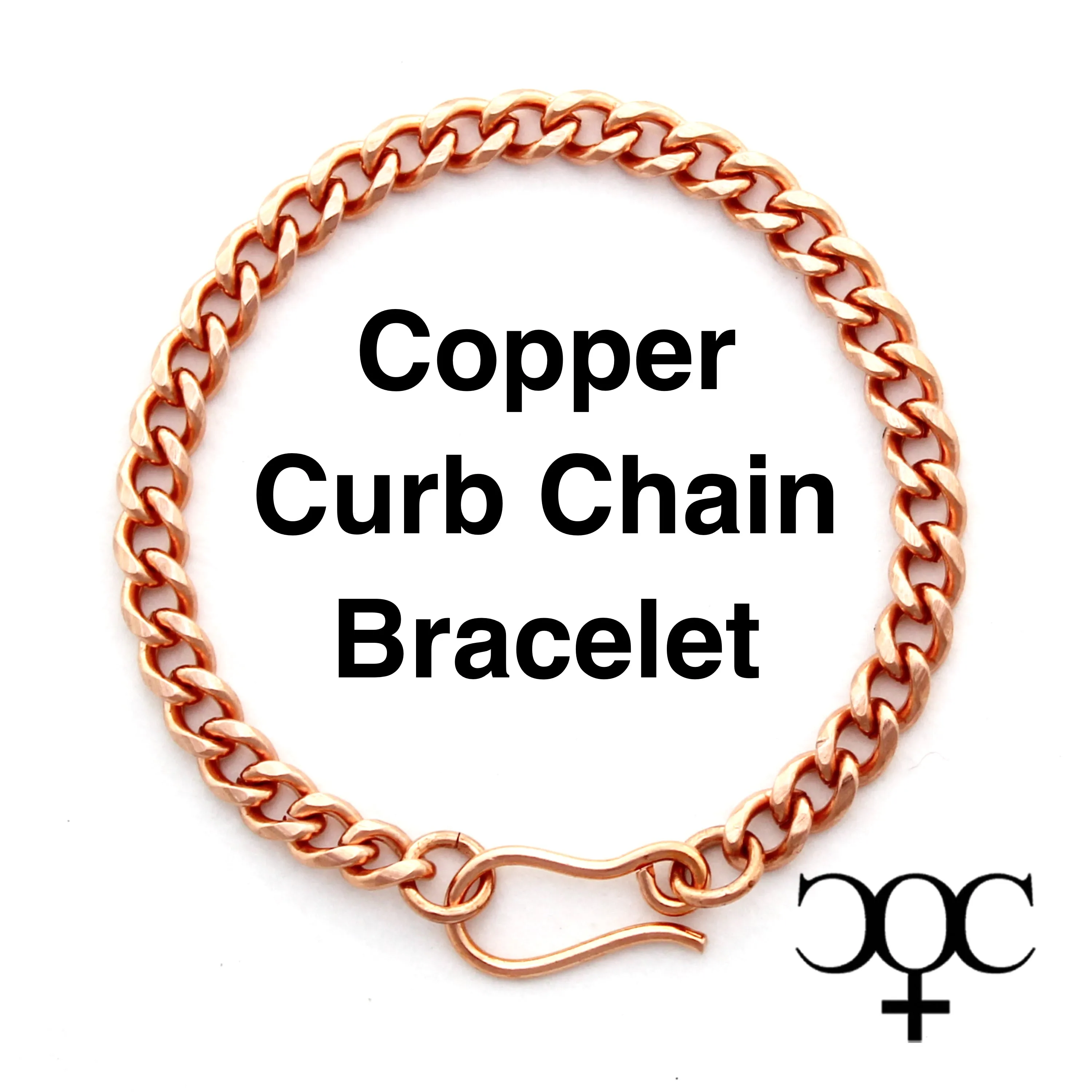 Solid Copper Curb Chain Bracelet BC72 Medium 5mm Cuban Curb Copper Bracelet Chain for Men and Women