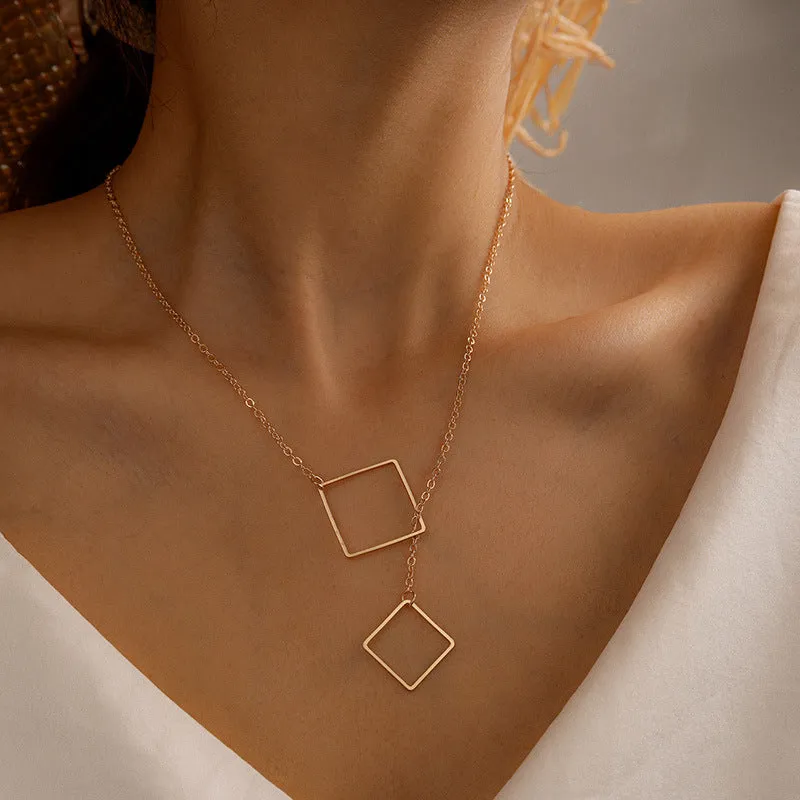 Square Alloy Ins Bohemian Fashion Single-layer Necklace Necklace Necklace Accessories