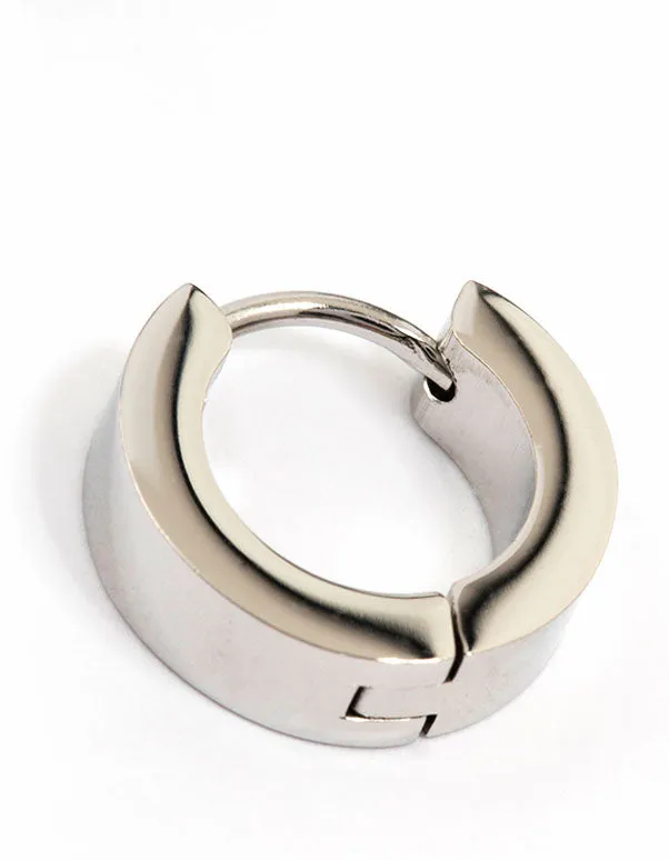 Stainless Steel Wide Huggie Earrings