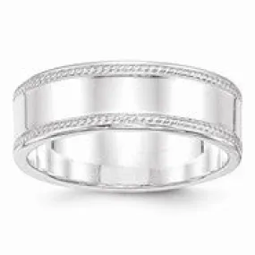 Sterling Silver 7 mm Design Edge Wedding Band Ring