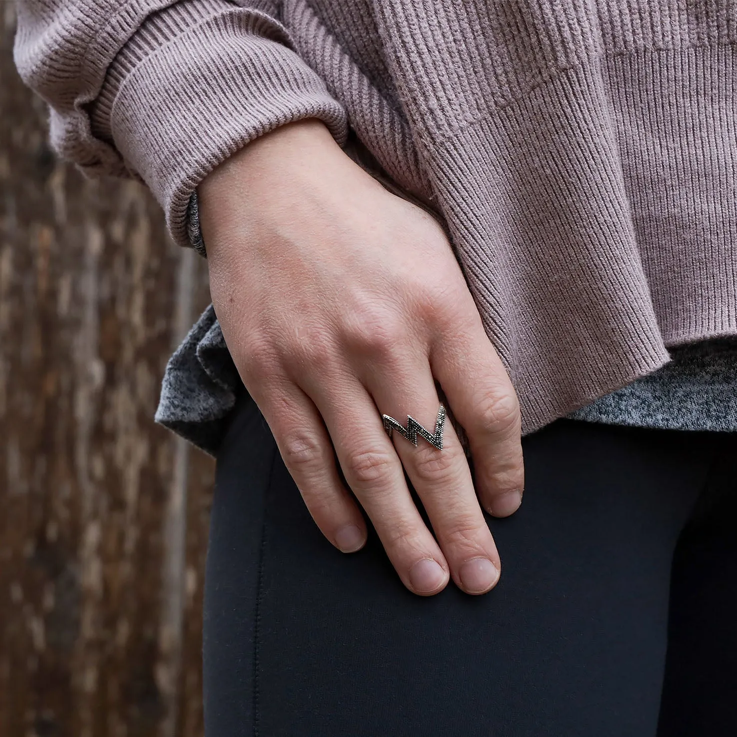 Sterling Silver Marcasite Abstract Lines Ring