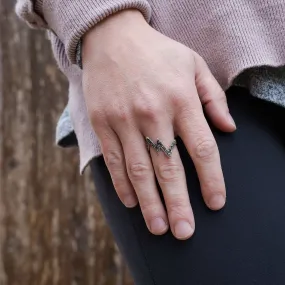 Sterling Silver Marcasite Abstract Lines Ring