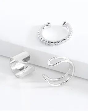 Sterling Silver Simple Ear Cuff Set of 3