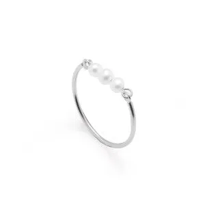 Sterling Silver Stacker Ring - Triple Pearl