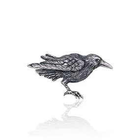 The mythical wisdom of a Raven ~ Sterling Silver Brooch TBR234